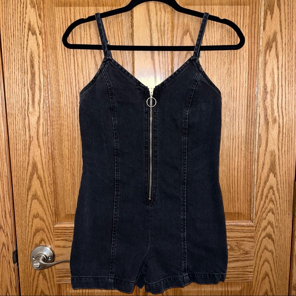 Topshop Black Wash Denim Romper